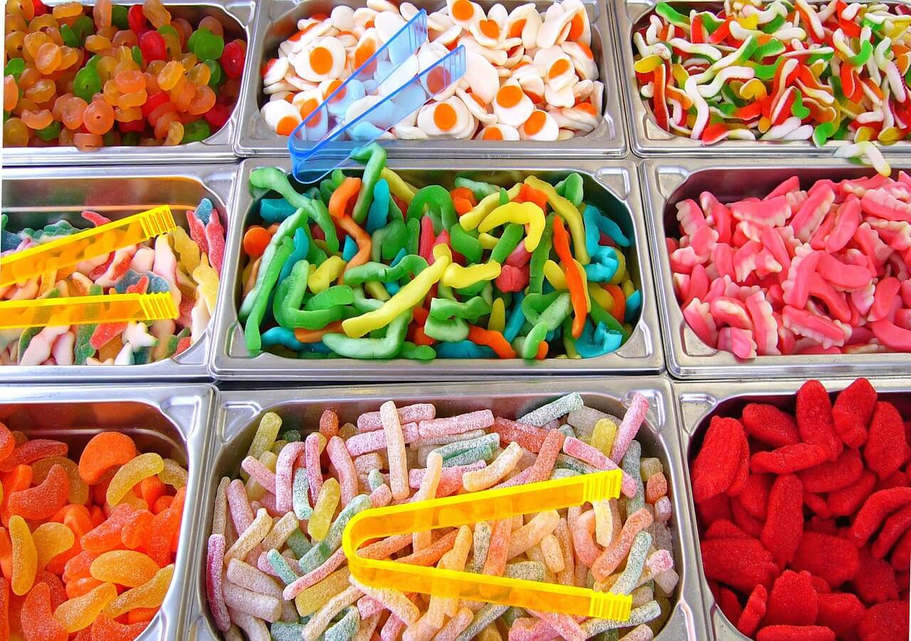 Some candies with synthetic food dyes