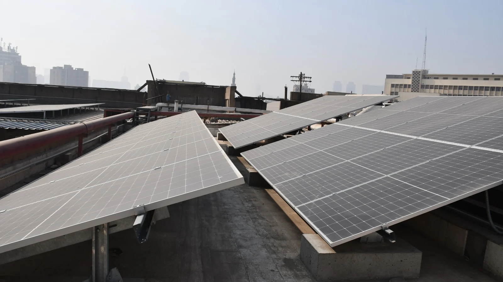Solar energy on a building roof in Egypt